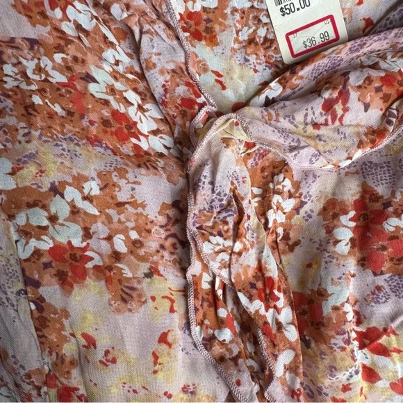 Vintage NWT 90’s Clio Floral Ruffle Button Down Bell Sleeve Blouse - Picture 8 of 8